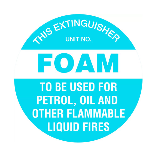 WORKWEAR, SAFETY & CORPORATE CLOTHING SPECIALISTS - 200mm Disc - Self Adhesive - Fire Extinguisher Marker - Foam (Blue)