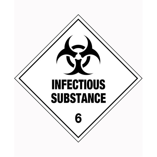 WORKWEAR, SAFETY & CORPORATE CLOTHING SPECIALISTS 150x150mm - Self Adhesive - Pkt of 5 - Infectious Substance 6