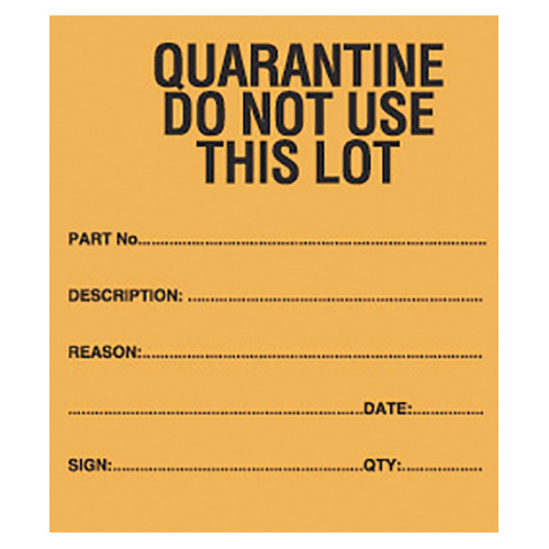 WORKWEAR, SAFETY & CORPORATE CLOTHING SPECIALISTS - 90x70mm Packing Lables - Orange - Roll of 250 - Quarantine Do Not Use This Lot