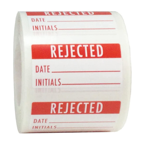 WORKWEAR, SAFETY & CORPORATE CLOTHING SPECIALISTS - 90x70mm Packing Lables - Red - Roll of 250 - Reject