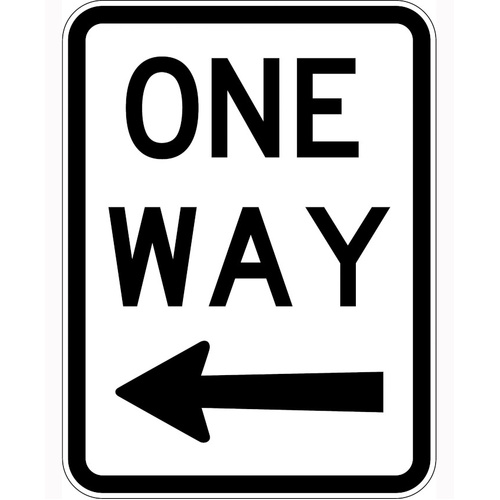 WORKWEAR, SAFETY & CORPORATE CLOTHING SPECIALISTS 600x400mm - Metal - One Way (left arrow) - Black - 600x400mm