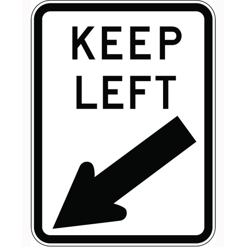 WORKWEAR, SAFETY & CORPORATE CLOTHING SPECIALISTS - 600x400mm - Metal - Keep Left (With Left Arrow) - Black - 600x400mm