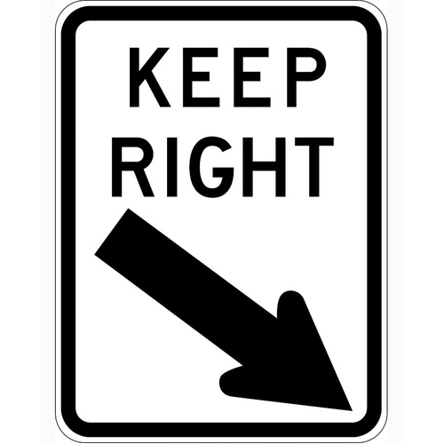 WORKWEAR, SAFETY & CORPORATE CLOTHING SPECIALISTS 600x400mm - Metal - Keep Right (With Arrow) - Black - 600x400mm