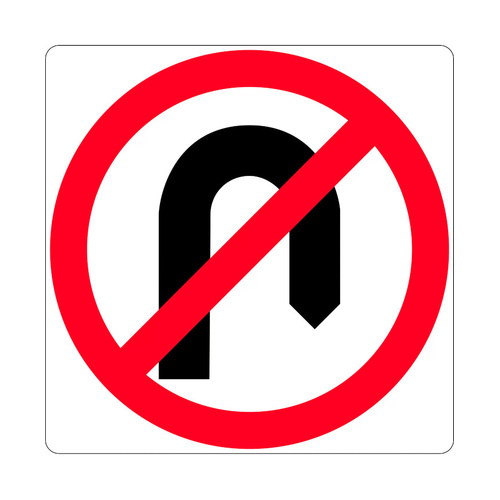 WORKWEAR, SAFETY & CORPORATE CLOTHING SPECIALISTS - 450x750mm - Aluminium Class 1 - No U Turn with Symbol (NSW Only)
