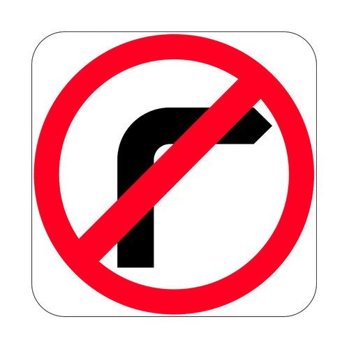 WORKWEAR, SAFETY & CORPORATE CLOTHING SPECIALISTS 450x450mm - Aluminium, Class 1 - No Left Turn Symbol in Roundel - Red / Black - 450x450mm