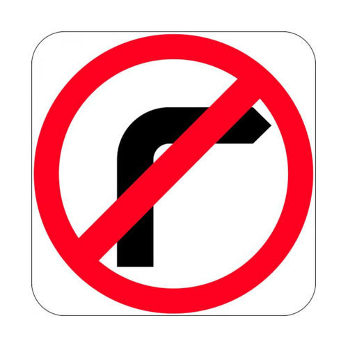 WORKWEAR, SAFETY & CORPORATE CLOTHING SPECIALISTS 750x750mm - Aluminium, Class 1 - No Left Turn Symbol in Roundel - Red / Black - 750X750mm