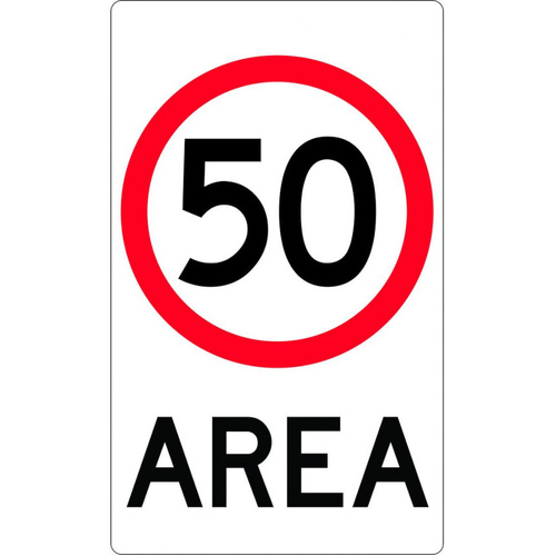 WORKWEAR, SAFETY & CORPORATE CLOTHING SPECIALISTS 450x750mm - Class 1 - Aluminium - Speed Limit Area 50 - Black - 450x750mm
