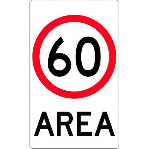 WORKWEAR, SAFETY & CORPORATE CLOTHING SPECIALISTS 450x750mm - Class 1 - Aluminium - Speed Limit Area 60 - Black - 450x750mm