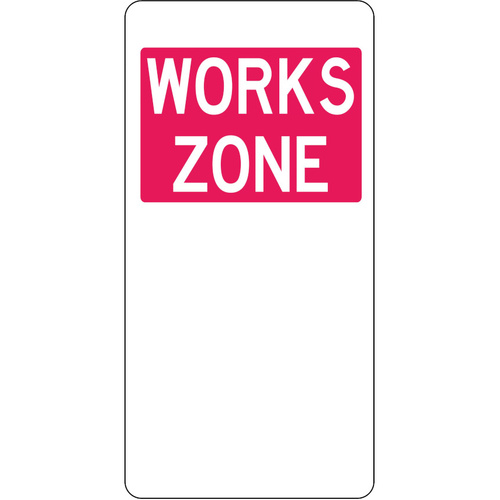 WORKWEAR, SAFETY & CORPORATE CLOTHING SPECIALISTS 225x450mm - Aluminium -Works Zone (Left Arrow) - Red - 225x450mm