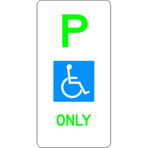 WORKWEAR, SAFETY & CORPORATE CLOTHING SPECIALISTS 225x450mm - Aluminium -P Disabled Parking Only (Left Arrow) - Green - 225x450mm