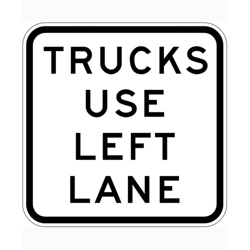 WORKWEAR, SAFETY & CORPORATE CLOTHING SPECIALISTS 1800x1800mm - Class 1 - Aluminium - Trucks Use Left Lane