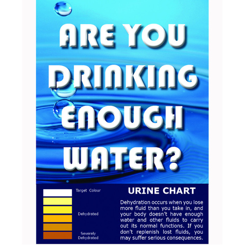 WORKWEAR, SAFETY & CORPORATE CLOTHING SPECIALISTS A3 Laminated Safety Poster - Dehydration Chart, Are You Drinking Enough Water?