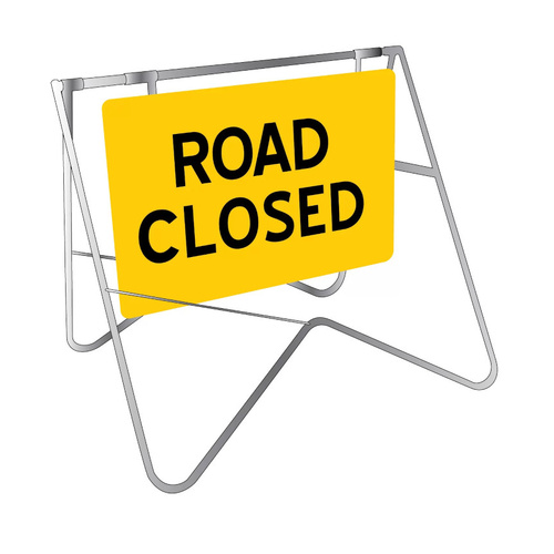 WORKWEAR, SAFETY & CORPORATE CLOTHING SPECIALISTS - DISCONTINUED - 900x600mm - Swing Stand and Sign - Road Closed