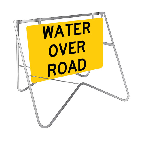 WORKWEAR, SAFETY & CORPORATE CLOTHING SPECIALISTS - DISCONTINUED - 900x600mm - Class 1 - Swing Stand and Sign - Water Over Road