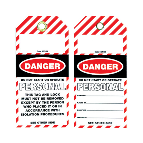 WORKWEAR, SAFETY & CORPORATE CLOTHING SPECIALISTS - 80x160mm - Tear Proof Tag - Pkt of 25 - Danger Personal