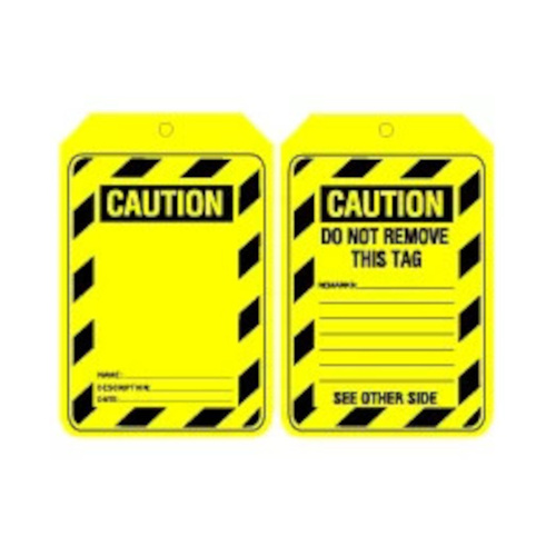 WORKWEAR, SAFETY & CORPORATE CLOTHING SPECIALISTS - 90x140mm - Cardboard Tags - Pkt of 100 - Caution Blank