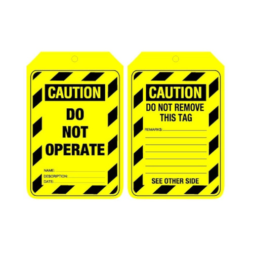 WORKWEAR, SAFETY & CORPORATE CLOTHING SPECIALISTS - 90x140mm - Cardboard Tags - Pkt of 100 - Caution Do Not Operate