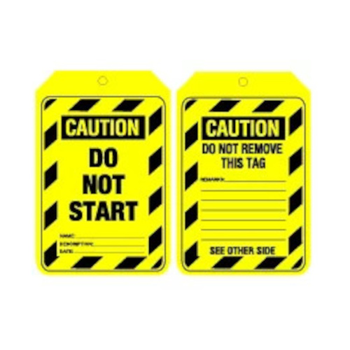 WORKWEAR, SAFETY & CORPORATE CLOTHING SPECIALISTS - 90x140mm - Cardboard Tags - Pkt of 100 - Caution Do Not Start