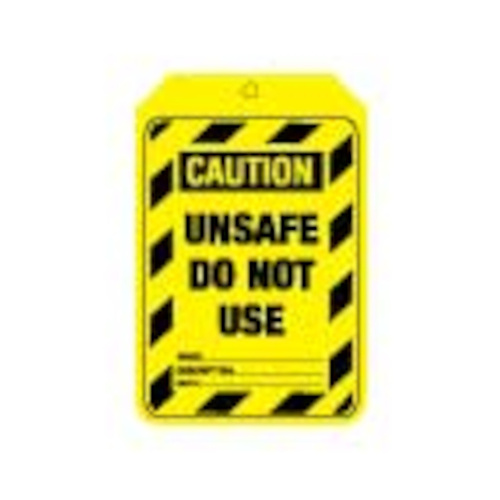 WORKWEAR, SAFETY & CORPORATE CLOTHING SPECIALISTS - 90x140mm - Cardboard Tags - Pkt of 100 - Caution Unsafe Do Not Use