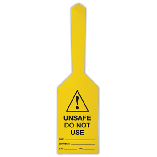 WORKWEAR, SAFETY & CORPORATE CLOTHING SPECIALISTS - 170x80mm - Self Locking Tags - Pkt of 25 - (Caution Triangle & Exclamation Mark) Unsafe Do Not Use