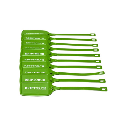 WORKWEAR, SAFETY & CORPORATE CLOTHING SPECIALISTS - 210x50mm Twist Lock Tag - Pkt of 10 - Double Sided - Wht/Green - Driptorch