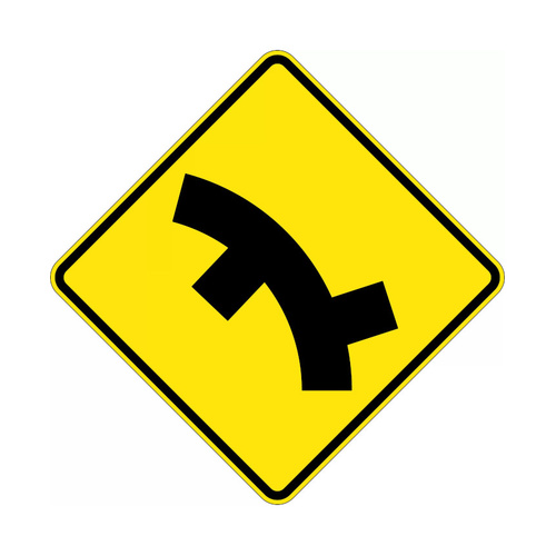 WORKWEAR, SAFETY & CORPORATE CLOTHING SPECIALISTS 600x600mm - Aluminium - Class 1 Reflective - Successive Side Road Junction Right - Black / Yellow - 600x600mm