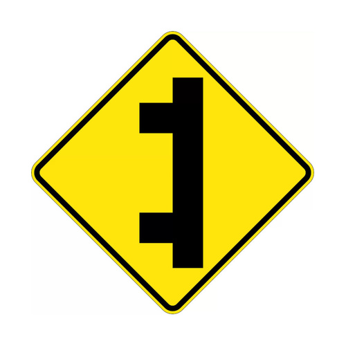 WORKWEAR, SAFETY & CORPORATE CLOTHING SPECIALISTS 750x750mm - Aluminium - Class 1 Reflective - Side Road Intersection 2 On Same Side Left - Black / Yellow - 750x750mm