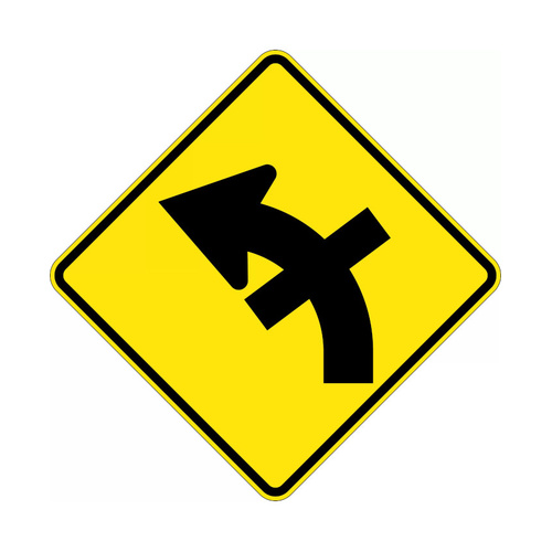 WORKWEAR, SAFETY & CORPORATE CLOTHING SPECIALISTS 750x750mm - Aluminium - Class 1 Reflective - Crossroad On Curve Right - Black / Yellow - 750x750mm