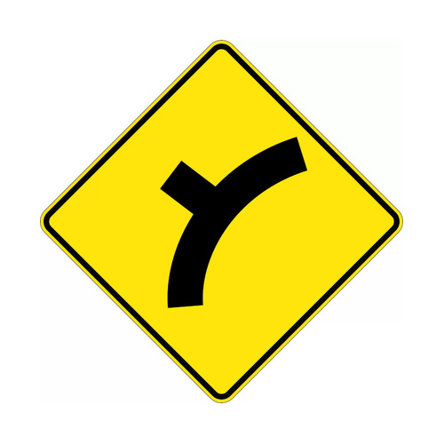 WORKWEAR, SAFETY & CORPORATE CLOTHING SPECIALISTS 750x750mm - Aluminium - Class 1 Reflective - Side Road Junction On Curve Right - Black / Yellow - 750x750mm