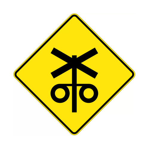 WORKWEAR, SAFETY & CORPORATE CLOTHING SPECIALISTS - 900x900mm - Aluminium - Class 1 Reflective - Railway Level Crossing Flashing Signal Ahead