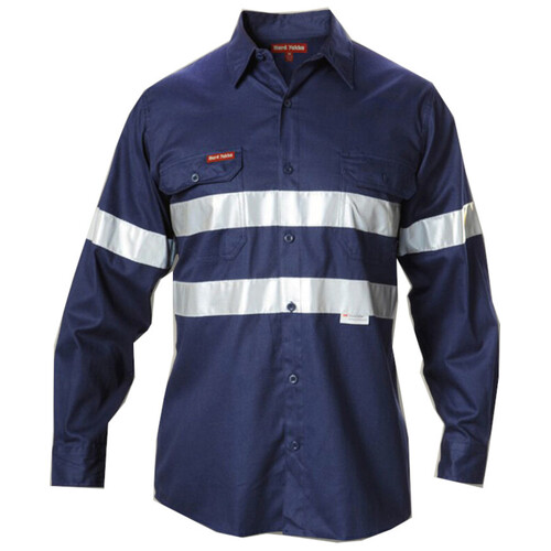 WORKWEAR, SAFETY & CORPORATE CLOTHING SPECIALISTS - Foundations - Hi-Visibility Cotton Drill Shirt with 3M Tape Long Sleeve