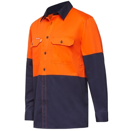 WORKWEAR, SAFETY & CORPORATE CLOTHING SPECIALISTS - DISCONTINUED - Koolgear - Ventilated Hi-Vis Two Tone Shirt Long Sleeve