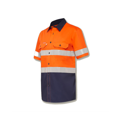 WORKWEAR, SAFETY & CORPORATE CLOTHING SPECIALISTS DISCONTINUED - Koolgear - Ventilated Hi-Vis Two Tone Shirt with Tape Short Sleeve