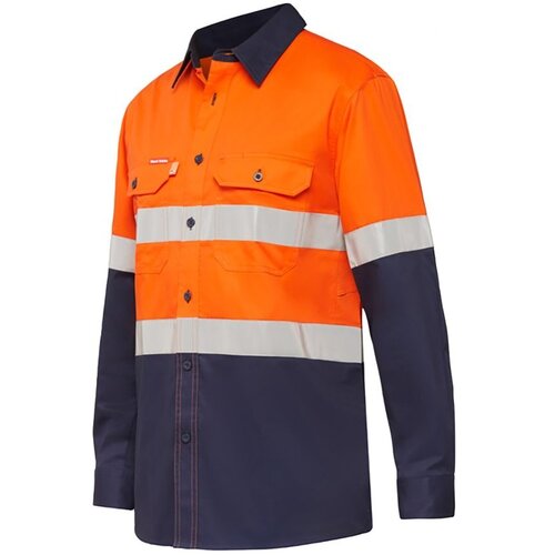 WORKWEAR, SAFETY & CORPORATE CLOTHING SPECIALISTS - DISCONTINUED - Koolgear - Ventilated Hi-Vis Two Tone Shirt with Tape Long Sleeve