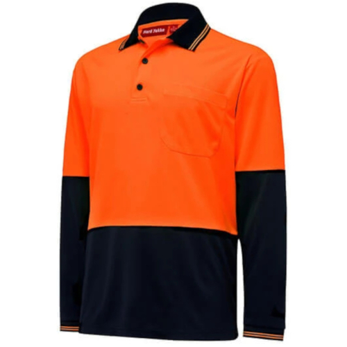 WORKWEAR, SAFETY & CORPORATE CLOTHING SPECIALISTS - DISCONTINUED - Core - Mens Hi Vis 2 tone L/S Micro Mesh Polo