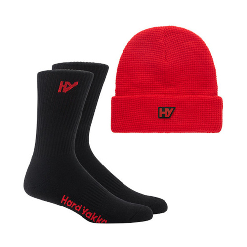 WORKWEAR, SAFETY & CORPORATE CLOTHING SPECIALISTS - Red Collection - 2PK SOCK BEANIE BUNDLE PACK